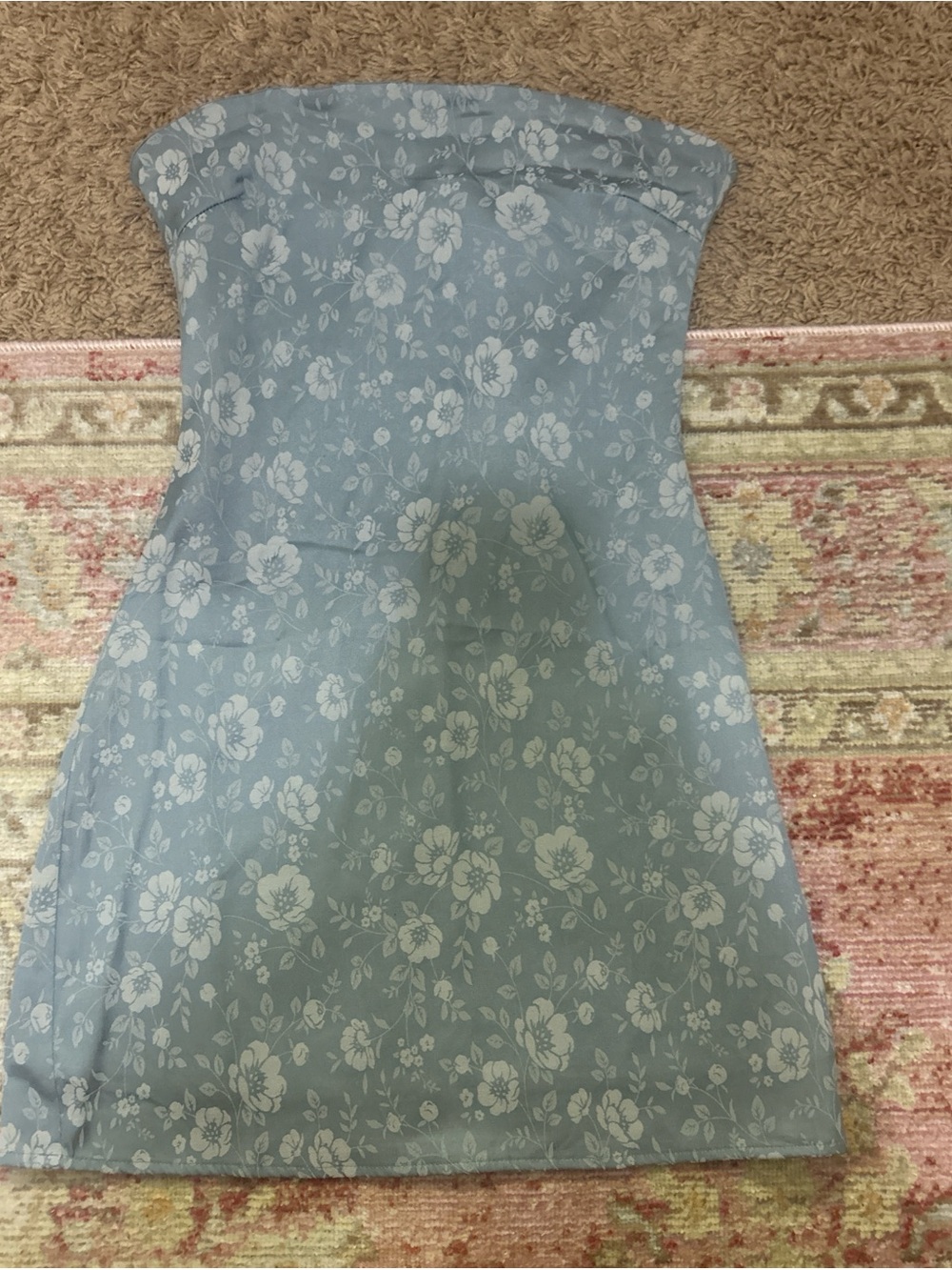 Princess Polly Blue Floral Strapless Mini Dress